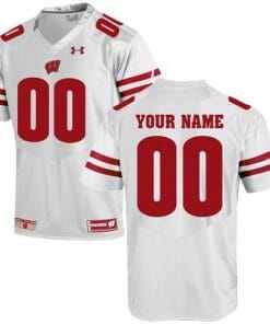 Custom Wisconsin Football Jersey Name Number White College Football