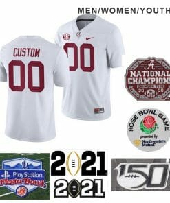 Alabama Custom Jersey College Football White Jersey