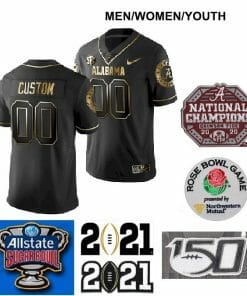 Custom Alabama Crimson Tide Uniforms Name and Number Football Jersey Black