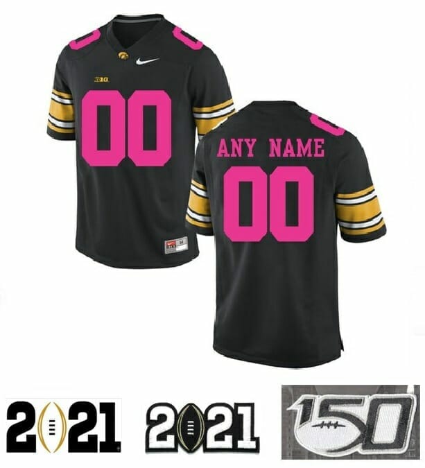 Customized Iowa Hawkeyes Jersey Name and Number NCAA Football Pink Black, Top Smart Design Customized Iowa Hawkeyes Jersey Name and Number NCAA Football Pink Black, Top Smart Design
