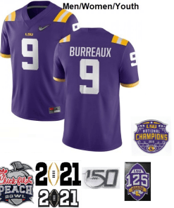 LSU Joe Burreaux Jersey #9 NCAA College Football Purple Diamond Quest