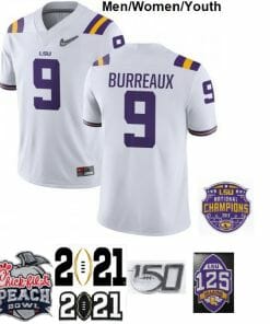 Joe Burreaux LSU Jersey #9 NCAA Football White Diamond Quest