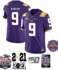 Joe Burrow Football Jersey #9 LSU Tigers NCAA College Purple Diamond Quest