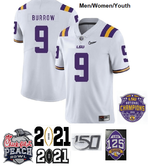 LSU Burrow Jersey #9 NCAA College Football White Diamond Quest, Top Smart Design LSU Burrow Jersey #9 NCAA College Football White Diamond Quest, Top Smart Design