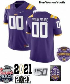 Personalized LSU Football Jersey Name and Number NCAA College Jerseys Purple