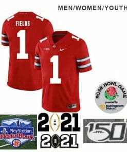 Ohio State Buckeyes #1 Justin Fields College NCAA Football Jersey Red