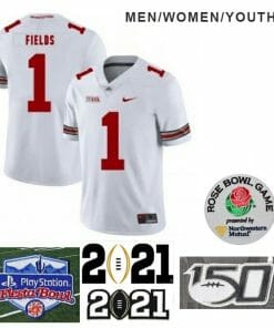 Ohio State Buckeyes #1 Justin Fields College NCAA Football White Jersey