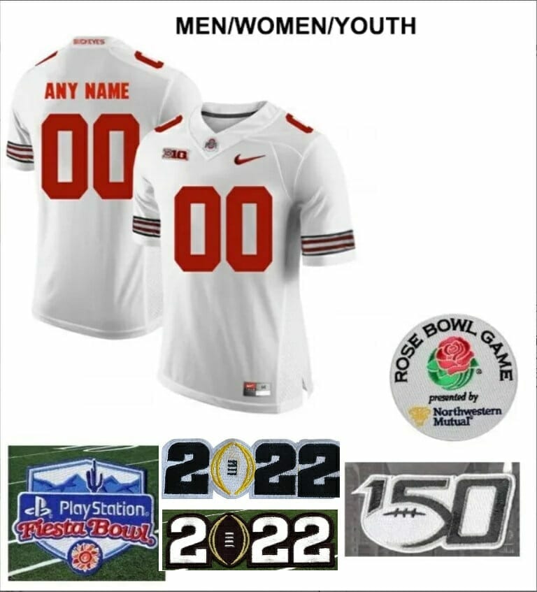 Custom OSU Football Jersey Name and Number NCAA Ohio State Buckeyes College White, Top Smart Design Custom OSU Football Jersey Name and Number NCAA Ohio State Buckeyes College White, Top Smart Design