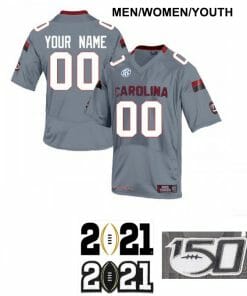 Custom South Carolina Football Jersey Name and Number NCAA Football Grey