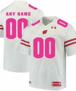 Custom Wisconsin Badgers Football Jersey Name Number White Pink College Football