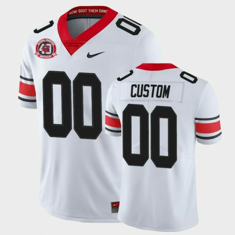Custom Georgia Bulldogs Jersey Name and Number White College Football 40th Anniversary Alternate Jersey, Top Smart Design Custom Georgia Bulldogs Jersey Name and Number White College Football 40th Anniversary Alternate Jersey, Top Smart Design