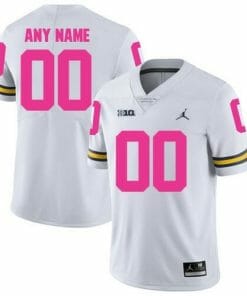 Michigan Wolverines Personalized Jersey Name and Number NCAA College Football White Pink