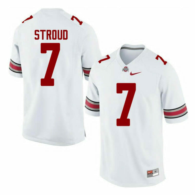 CJ Stroud Jersey Football #7 Ohio State Buckeyes NCAA Limited White, Top Smart Design CJ Stroud Jersey Football #7 Ohio State Buckeyes NCAA Limited White, Top Smart Design