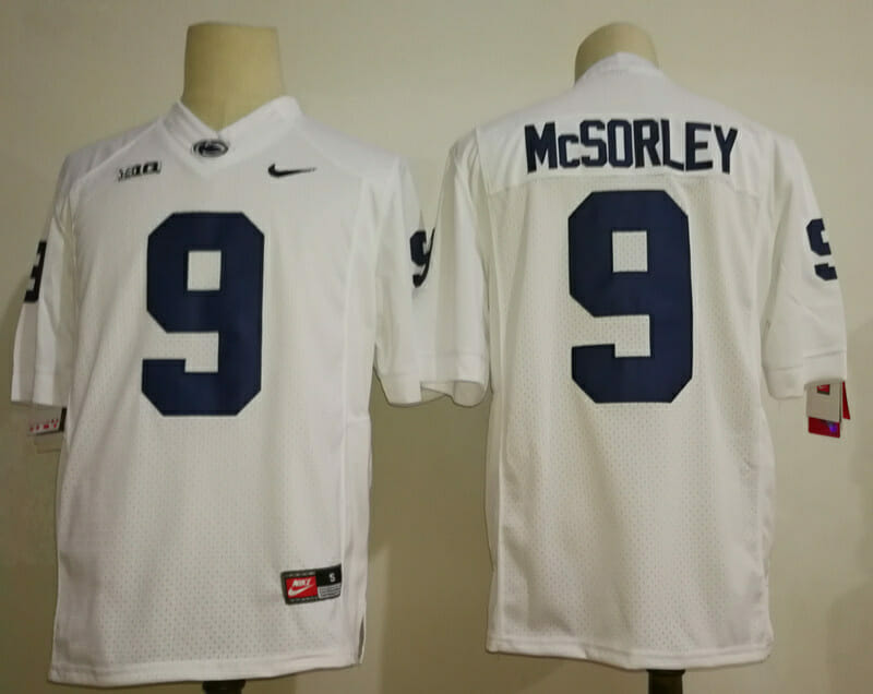 PSU McSorley Jersey #9 NCAA College Football White Blue, Top Smart Design PSU McSorley Jersey #9 NCAA College Football White Blue, Top Smart Design