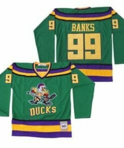 Adam Banks #99 Mighty Ducks Hockey Jersey Green