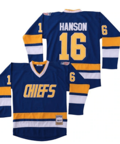 Charleston Chiefs #16 Hanson Brothers Slapshot Blue Hockey Jersey