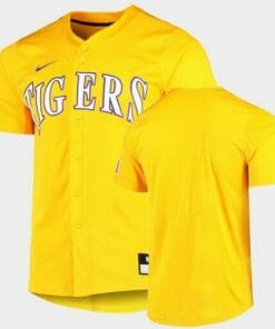 Custom LSU Tigers Jersey Name Number College Baseball Elite Gold