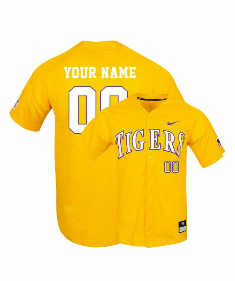 Custom LSU Tigers Jersey Name and Number College Baseball Yellow Elite, Top Smart Design Custom LSU Tigers Jersey Name and Number College Baseball Yellow Elite, Top Smart Design