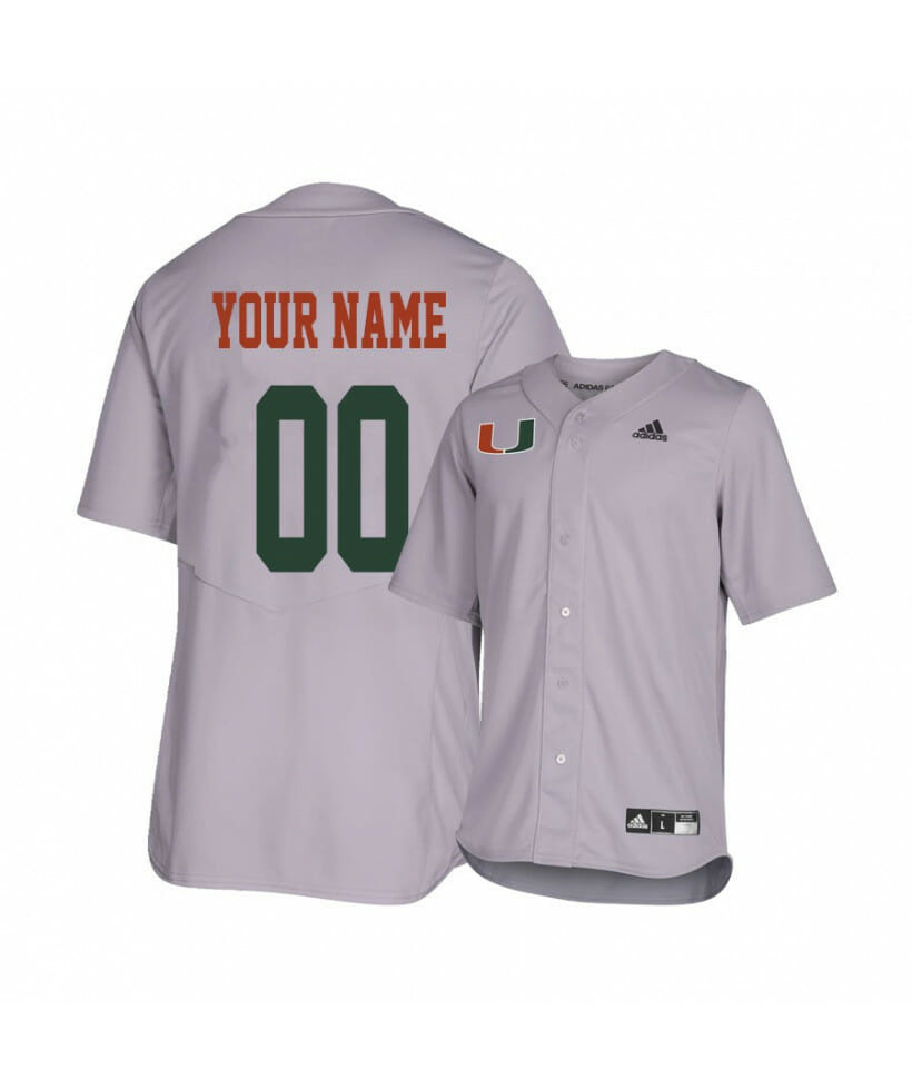 Custom Miami Hurricanes Jersey Name and Number College Baseball Gray 8 Custom Miami Hurricanes Jersey Name and Number College Baseball Gray