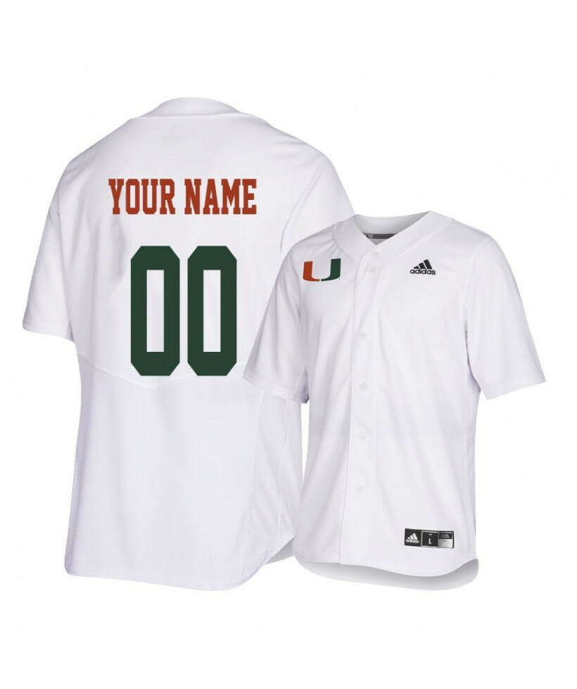 Custom Miami Hurricanes Jersey Name and Number College Baseball White 8 Custom Miami Hurricanes Jersey Name and Number College Baseball White