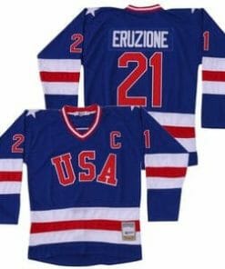 Mike Eruzione #21 Team Usa Miracle On Ice Hockey Jersey Blue