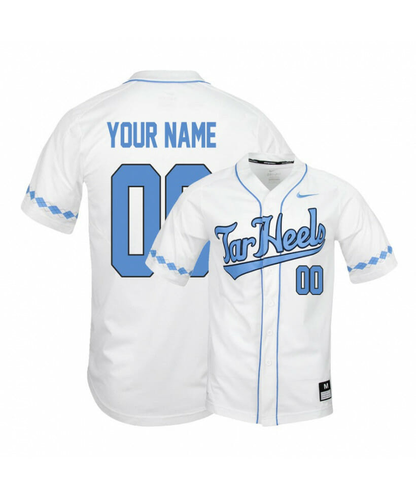 Custom North Carolina Tar Heels Jersey Name Number Baseball White Elite 8 Custom North Carolina Tar Heels Jersey Name Number Baseball White Elite