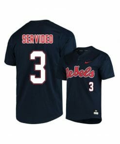 Ole Miss Rebels 3 Anthony Servideo Black College Baseball Jersey