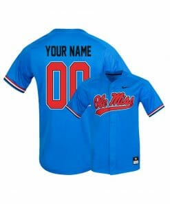Custom Ole Miss Rebels Jersey Name and Number College Baseball Blue