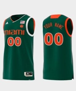 Miami Hurricanes Jersey Name and Number Customizable College Basketball Jerseys Replica Swingman Green