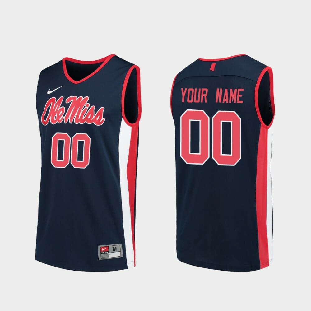 Ole Miss Rebels Jersey Name and Number Customizable College Basketball Jerseys Replica Navy, Top Smart Design Ole Miss Rebels Jersey Name and Number Customizable College Basketball Jerseys Replica Navy, Top Smart Design
