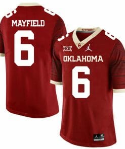 Oklahoma Sooners #6 Baker Mayfield Football Jersey Firewood Dark Red