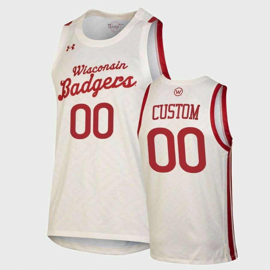 Wisconsin Badgers Jersey Name and Number Custom College Basketball Jerseys Throwback White, Top Smart Design Wisconsin Badgers Jersey Name and Number Custom College Basketball Jerseys Throwback White, Top Smart Design