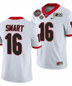 Uga Kirby Smart Jersey #16 2021-22 CFP National Champions Honor Coah Uniform White