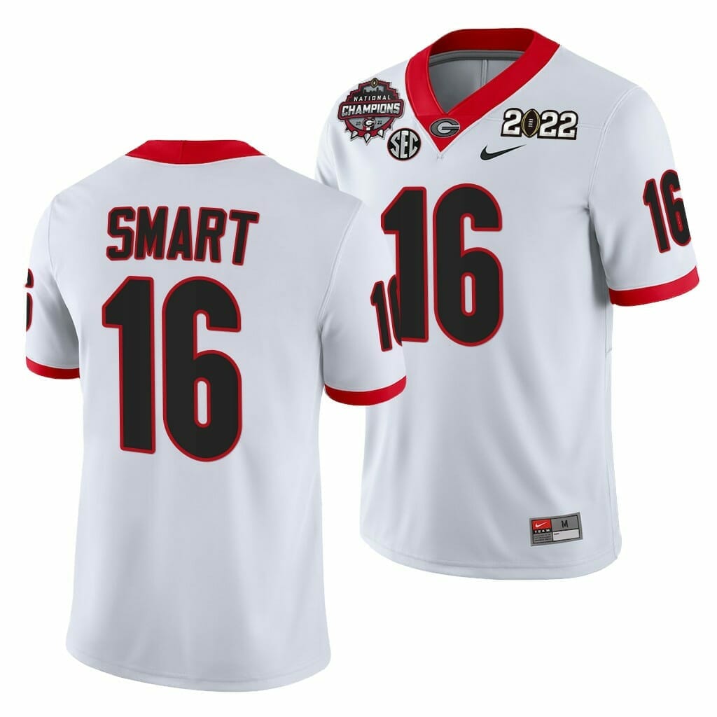Uga Kirby Smart Jersey #16 2021-22 CFP National Champions Honor Coah Uniform White Uga Kirby Smart Jersey #16 2021-22 CFP National Champions Honor Coah Uniform White