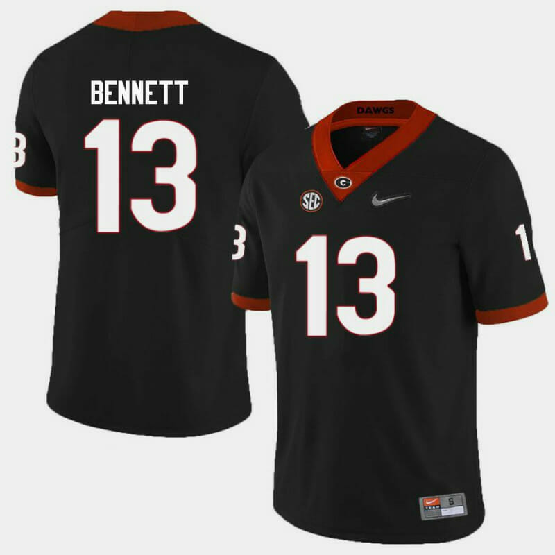 Stetson Bennett Jersey Black Georgia Bulldogs #13 NCAA College Football, Top Smart Design Stetson Bennett Jersey Black Georgia Bulldogs #13 NCAA College Football, Top Smart Design