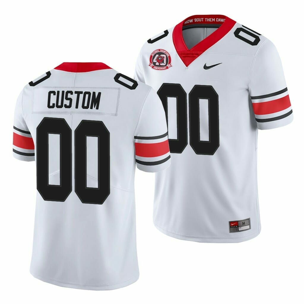 Personalized UGA Jersey Name And Number White College Football 40th Anniversary Alternate, Top Smart Design Personalized UGA Jersey Name And Number White College Football 40th Anniversary Alternate, Top Smart Design