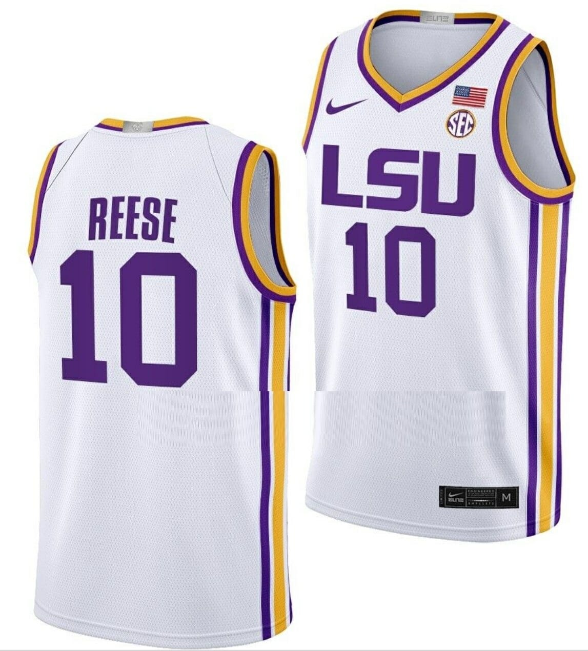 Angel Reese Jersey LSU Tigers College Basketball White #10, Top Smart Design Angel Reese Jersey LSU Tigers College Basketball White #10, Top Smart Design