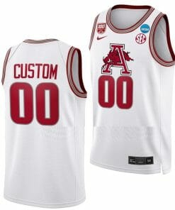 Custom Arkansas Razorbacks Jersey Name And Number 2023 NCAA March Madness Basketball White