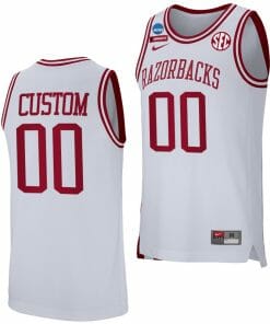 Custom Arkansas Razorbacks Jersey Name And Number 2023 NCAA March Madness College Basketball White