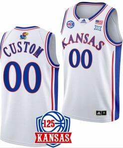 Custom Kansas Jayhawks Jersey College Basketball 125th Anniversary Home White