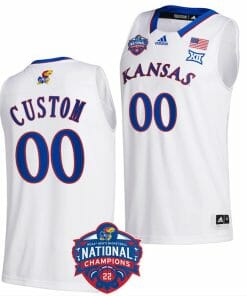 Custom Kansas Jayhawks Jersey College Basketball National Champions Logo White