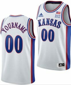 Custom Kansas Jayhawks Jersey College Basketball White 1990s Throwback