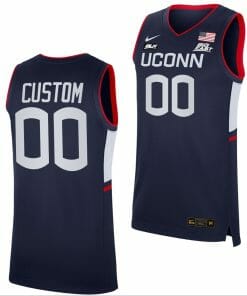 Custom UConn Huskies Jersey College Basketball Navy BLM