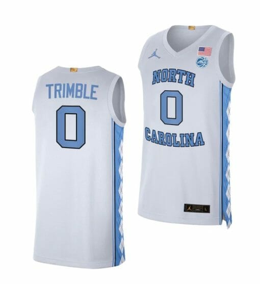 Men's #0 Seth Trimble Jersey North Carolina Tar Heels College Basketball Jerseys White