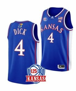 Men's #4 Gradey Dick Jersey Kansas Jayhawks College Basketball Jerseys Blue