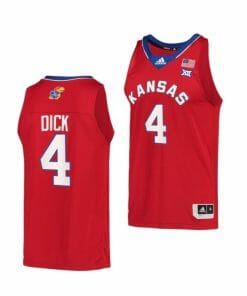 Men's #4 Gradey Dick Jersey Kansas Jayhawks College Basketball Jerseys Red Retro