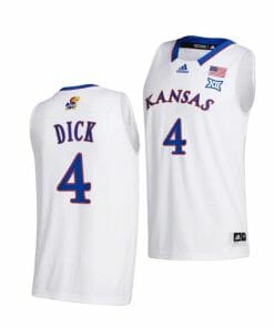 Men's #4 Gradey Dick Jersey Kansas Jayhawks College Basketball Jerseys White 2022
