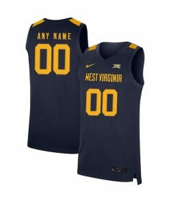 Custom West Virginia Mountaineers Jersey College Basketball Name and Number Elite Navy