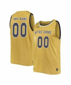 Custom Notre Dame Jersey College Basketball Name and Number Gold Retro