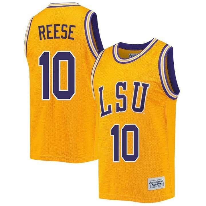 Angel Reese Jersey LSU Tigers Basketball 2023 NCAA College Retro Gold #10, Top Smart Design Angel Reese Jersey LSU Tigers Basketball 2023 NCAA College Retro Gold #10, Top Smart Design
